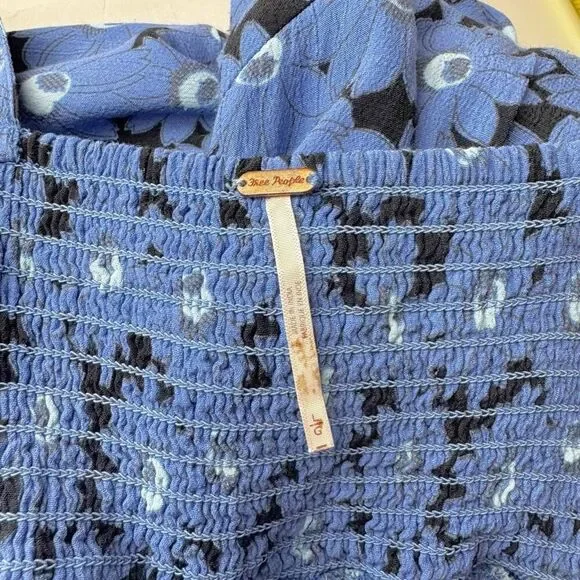 FREE PEOPLE * Rosalee Midi Dress | large | blue floral - Picture 8 of 10